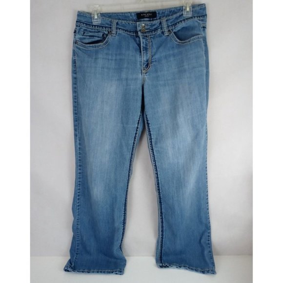 Nine West Metallic Embroidered Thick Stitched Studded Distressed Jeans 14/31 - Picture 2 of 8